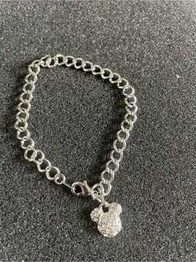 Disney Silver Charm Bracelet Mickey Mouse W Crystals